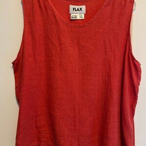 FLAX 100% Linen Watermelon Red Ladies  Sleeveless Tank Top -  Size L/Large - GUC